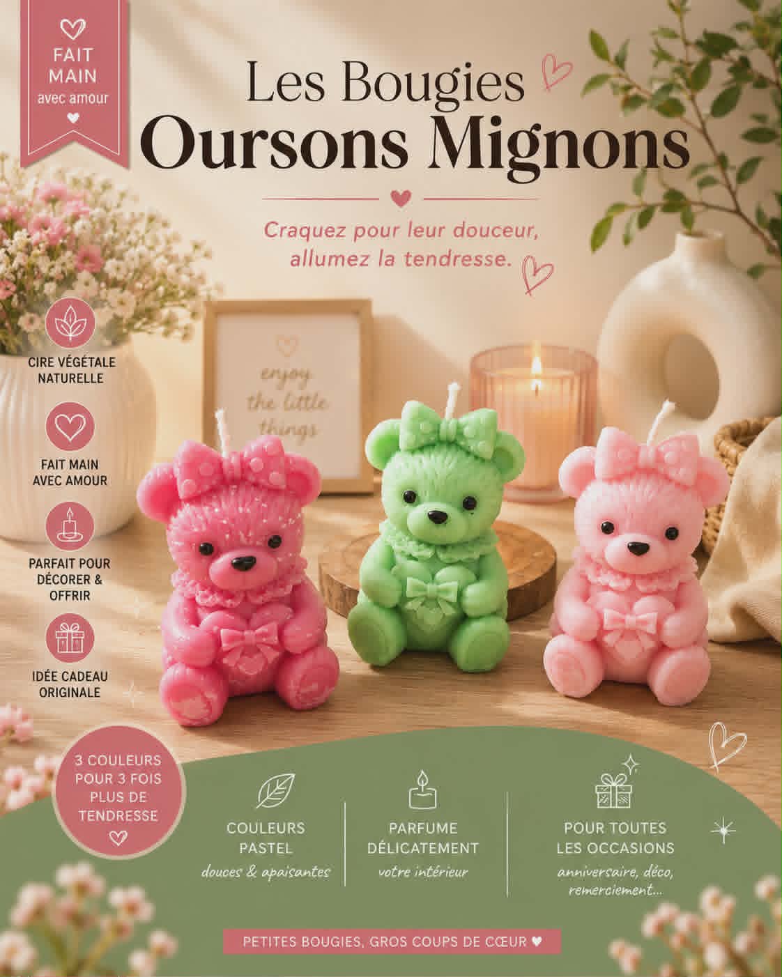 Bougie moulé petit ours